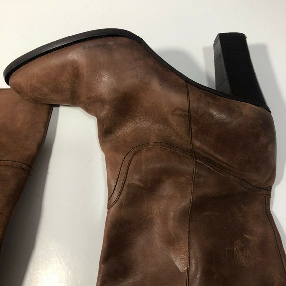 J. Crew Nottingham Leather High Heel Tall Boots 16950 Brown Size 10 Made N Italy - Picture 4 of 11